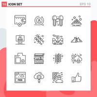 Collection of 16 Vector Icons in Line style Modern Outline Symbols for Web and Mobile Line Icon Sign Isolated on White Background 16 Icons