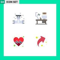 User Interface Pack of 4 Basic Flat Icons of mechanical designer system designer heart Editable Vector Design Elements