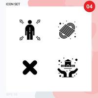 conjunto de 4 iconos de interfaz de usuario modernos símbolos signos para negocios cerrar cuerda de camping protección de cuerda elementos de diseño vectorial editables vector