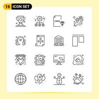 16 Creative Icons for Modern website design and responsive mobile apps 16 Outline Symbols Signs on White Background 16 Icon Pack vector