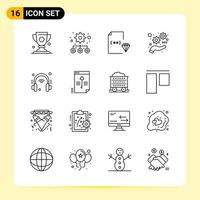 16 iconos creativos para el diseño moderno de sitios web y aplicaciones móviles receptivas 16 símbolos de contorno signos sobre fondo blanco paquete de 16 iconos vector