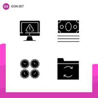 Glyph Icon set Pack of 4 Solid Icons isolated on White Background for responsive Website Design Print and Mobile Applications vector