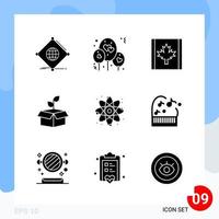 Modern Pack of 9 Icons Solid Glyph Symbols isolated on White Backgound for Website designing vector