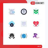 9 Thematic Vector Flat Colors and Editable Symbols of ethernet data arrow cloud secure Editable Vector Design Elements