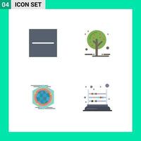 Pictogram Set of 4 Simple Flat Icons of close polygon minus plant idea Editable Vector Design Elements