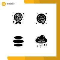 Editable Vector Line Pack of 4 Simple Solid Glyphs of awareness ribbon e dinar cause compliance crypto Editable Vector Design Elements