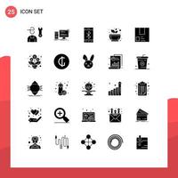 Pictogram Set of 25 Simple Solid Glyphs of spa mortar pc grinding mobile Editable Vector Design Elements