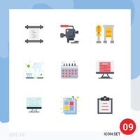 9 User Interface Flat Color Pack of modern Signs and Symbols of bandit healthy diet bus diet planning cleaning Editable Vector Design Elements