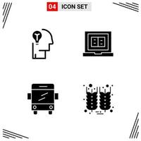 4 Icons Solid Style Grid Based Creative Glyph Symbols for Website Design Simple Solid Icon Signs Isolated on White Background 4 Icon Set vector