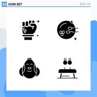 Modern 4 solid style icons Glyph Symbols for general use Creative Solid Icon Sign Isolated on White Background 4 Icons Pack vector