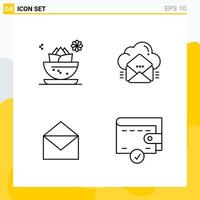 Collection of 4 Universal Line Icons Icon Set for Web and Mobile vector