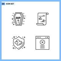 4 Icons Line style Creative Outline Symbols Black Line Icon Sign Isolated on White Background vector