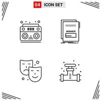 4 Icons Line Style Grid Based Creative Outline Symbols for Website Design Simple Line Icon Signs Isolated on White Background 4 Icon Set vector