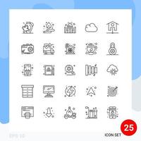 Line Pack of 25 Universal Symbols of smart house storage energy data plate Editable Vector Design Elements