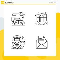 Collection of 4 Universal Line Icons Icon Set for Web and Mobile vector