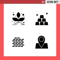 4 Icon Pack Solid Style Glyph Symbols on White Background Simple Signs for general designing vector