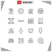 16 iconos creativos signos y símbolos modernos de la historia labios avatar gerente de laboratorio elementos de diseño vectorial editables vector