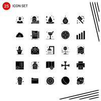 25 Universal Solid Glyph Signs Symbols of toothbrush bathyscaphe writer bathyscaph spa Editable Vector Design Elements