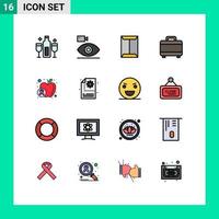16 Thematic Vector Flat Color Filled Lines and Editable Symbols of planning bag device box open Editable Creative Vector Design Elements