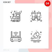 Vector Pack of 4 Icons in Line Style Creative Outline Pack isolated on White Background for Web and Mobile