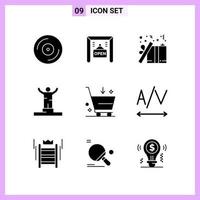 9 Icons in Solid Style Glyph Symbols on White Background Creative Vector Signs for Web mobile and Print