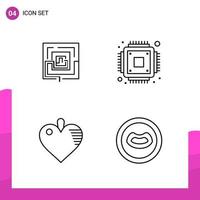 Outline Icon set Pack of 4 Line Icons isolated on White Background for responsive Website Design Print and Mobile Applications vector