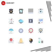 Pack of 16 creative Flat Colors of cloud radio grid communication tower poison Editable Pack of Creative Vector Design Elements