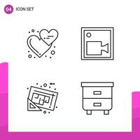 Outline Icon set Pack of 4 Line Icons isolated on White Background for responsive Website Design Print and Mobile Applications vector