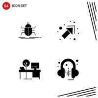 Collection of 4 Vector Icons in solid style Pixle Perfect Glyph Symbols for Web and Mobile Solid Icon Signs on White Background 4 Icons