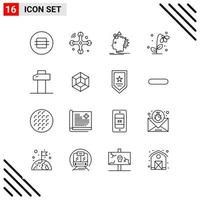 conjunto perfecto de píxeles de 16 iconos de línea conjunto de iconos de esquema para el diseño de sitios web y la interfaz de aplicaciones móviles vector