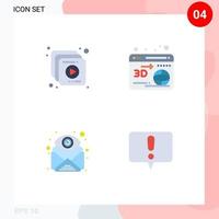 Modern Set of 4 Flat Icons Pictograph of collection find web attachment alert Editable Vector Design Elements