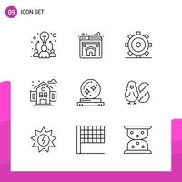 Outline Icon set Pack of 9 Line Icons isolated on White Background for responsive Website Design Print and Mobile Applications vector