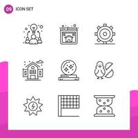 Outline Icon set Pack of 9 Line Icons isolated on White Background for responsive Website Design Print and Mobile Applications vector