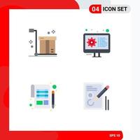 4 Thematic Vector Flat Icons and Editable Symbols of box accounting packaging development payment Editable Vector Design Elements