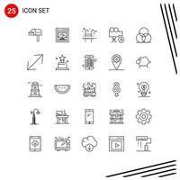 Line Pack of 25 Universal Symbols of color movie pool media camera Editable Vector Design Elements