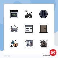 Pictogram Set of 9 Simple Filledline Flat Colors of coding pad button game control pad Editable Vector Design Elements