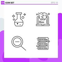 conjunto de 4 iconos en estilo de línea símbolos de contorno creativo para el diseño de sitios web y aplicaciones móviles signo de icono de línea simple aislado en fondo blanco 4 iconos vector