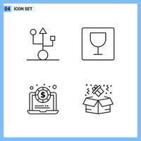 4 Icons Line style Creative Outline Symbols Black Line Icon Sign Isolated on White Background vector