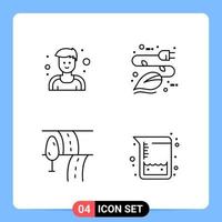 4 Line Black Icon Pack Outline Symbols for Mobile Apps isolated on white background 4 Icons Set vector