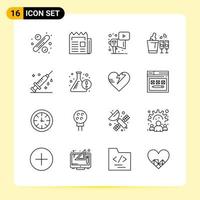 16 Creative Icons for Modern website design and responsive mobile apps 16 Outline Symbols Signs on White Background 16 Icon Pack vector