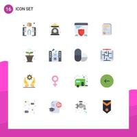 Pictogram Set of 16 Simple Flat Colors of presentation layout kitchen scale page shield Editable Pack of Creative Vector Design Elements