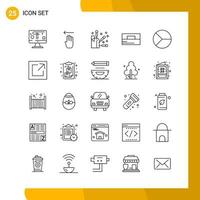 25 Icon Set Line Style Icon Pack Outline Symbols isolated on White Backgound for Responsive Website Designing vector