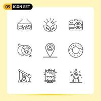 Set of 9 Vector Outlines on Grid for map multimedia garden disk cd Editable Vector Design Elements