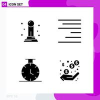 Solid Icon set Pack of 4 Glyph Icons isolated on White Background for Web Print and Mobile vector