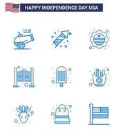 Stock Vector Icon Pack of American Day 9 Line Signs and Symbols for food western country saloon door Editable USA Day Vector Design Elements