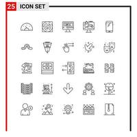 25 iconos creativos signos y símbolos modernos de estrategia de pantalla de presentación codificación informática elementos de diseño vectorial editables vector