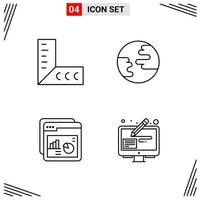 4 Icons Line Style Grid Based Creative Outline Symbols for Website Design Simple Line Icon Signs Isolated on White Background 4 Icon Set vector