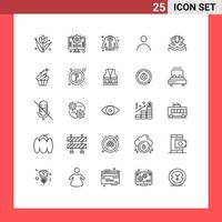 Mobile Interface Line Set of 25 Pictograms of costume mask user coat profile personal Editable Vector Design Elements