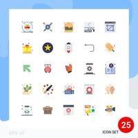 Mobile Interface Flat Color Set of 25 Pictograms of crop pc burger imac monitor Editable Vector Design Elements