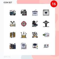 Modern Set of 16 Flat Color Filled Lines and symbols such as school learning fraud internet theft Editable Creative Vector Design Elements